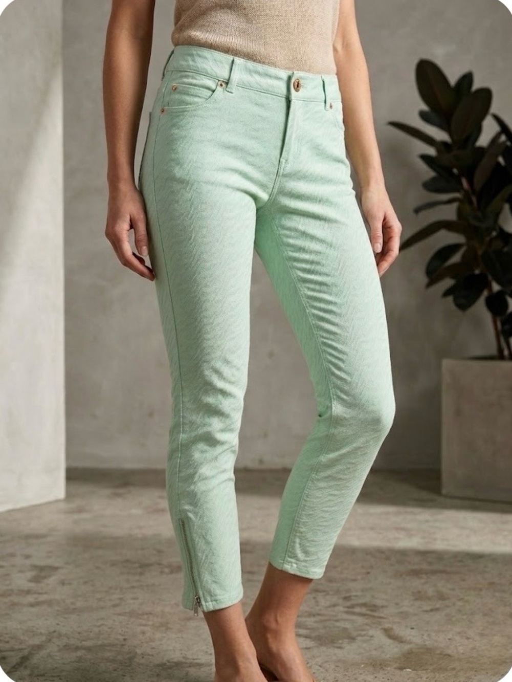 THE LIMITED MINT GREEN TEXTURED SKINNY JEANS